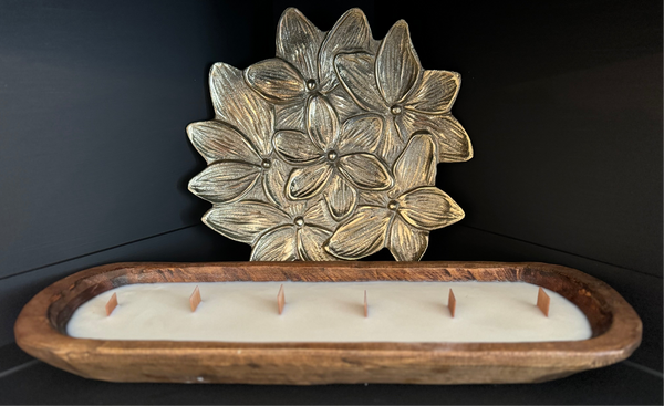 Premium 32oz Soy Wax Rustic Dough Bowl Candle - Wooden Wicks