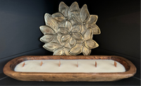 Premium 32oz Soy Wax Rustic Dough Bowl Candle - Wooden Wicks