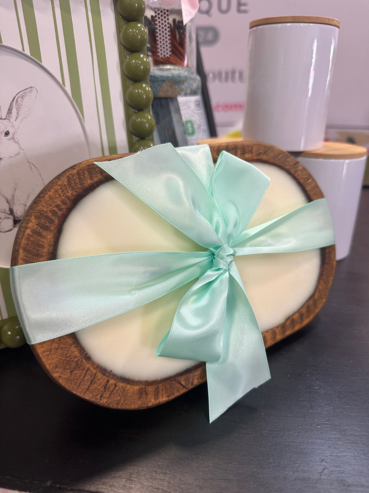 Premium 20oz Soy Wax Rustic Dough Bowl Candle - Wooden Wicks