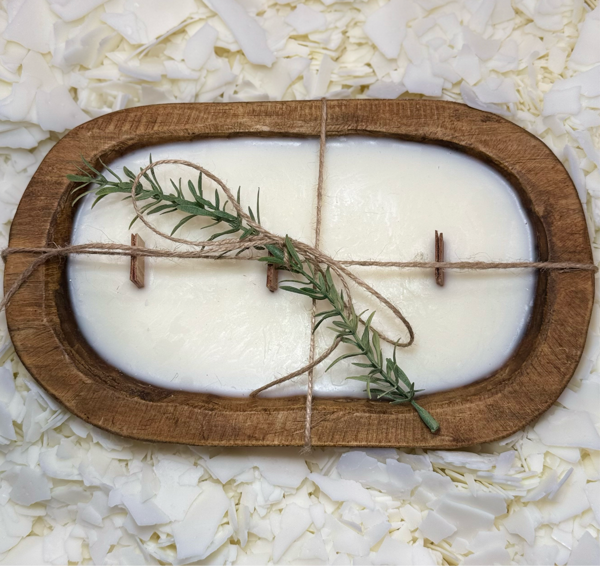 Premium 20oz Soy Wax Rustic Dough Bowl Candle - Wooden Wicks