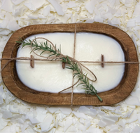 Premium 20oz Soy Wax Rustic Dough Bowl Candle - Wooden Wicks