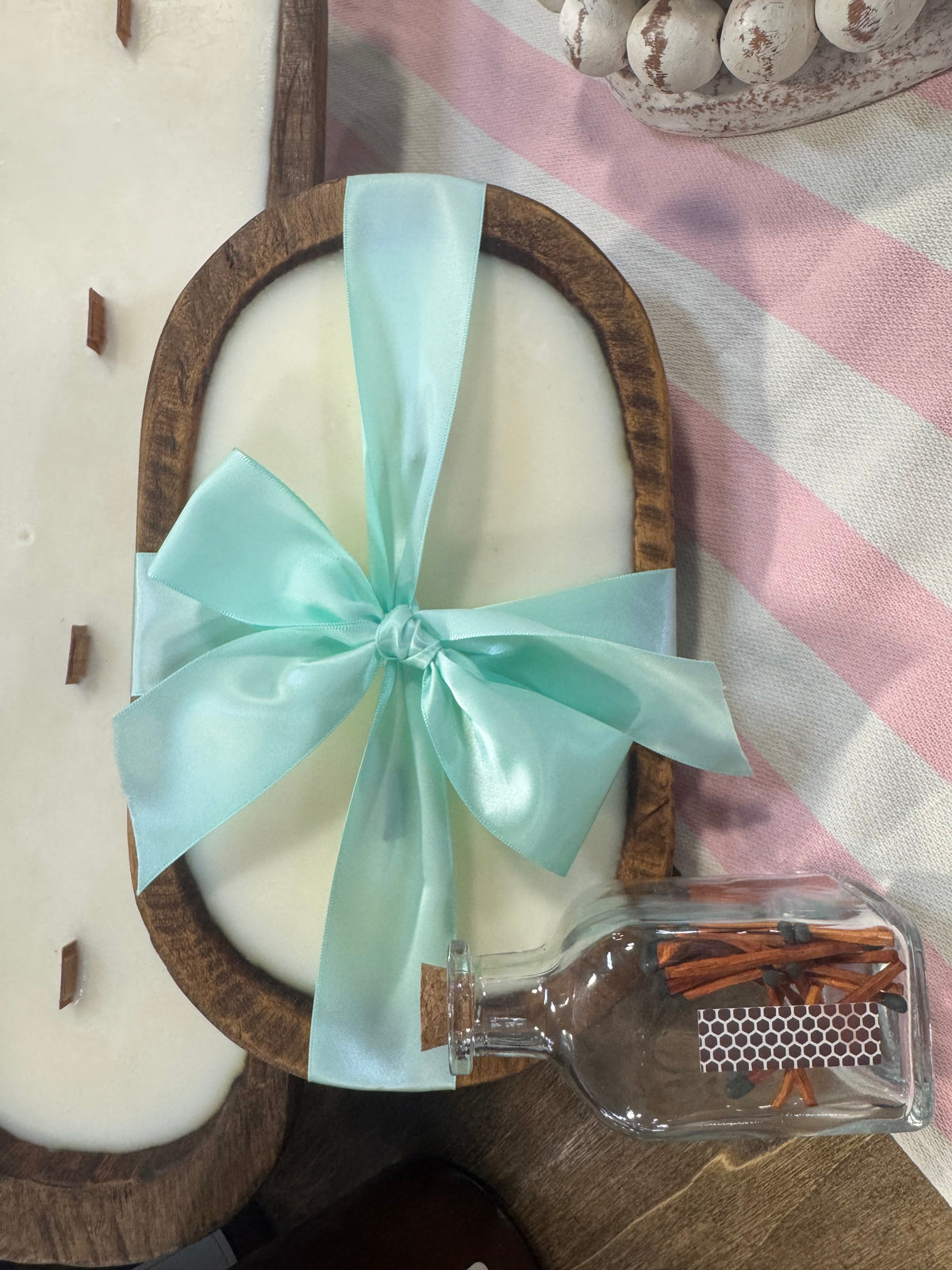 Premium 20oz Soy Wax Rustic Dough Bowl Candle - Wooden Wicks