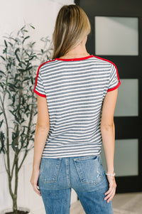 Country Stripe Casual Tee in Navy White