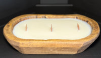 Premium 20oz Soy Wax Rustic Dough Bowl Candle - Wooden Wicks
