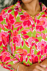 Inspire Collared Dress in Pink Blossom