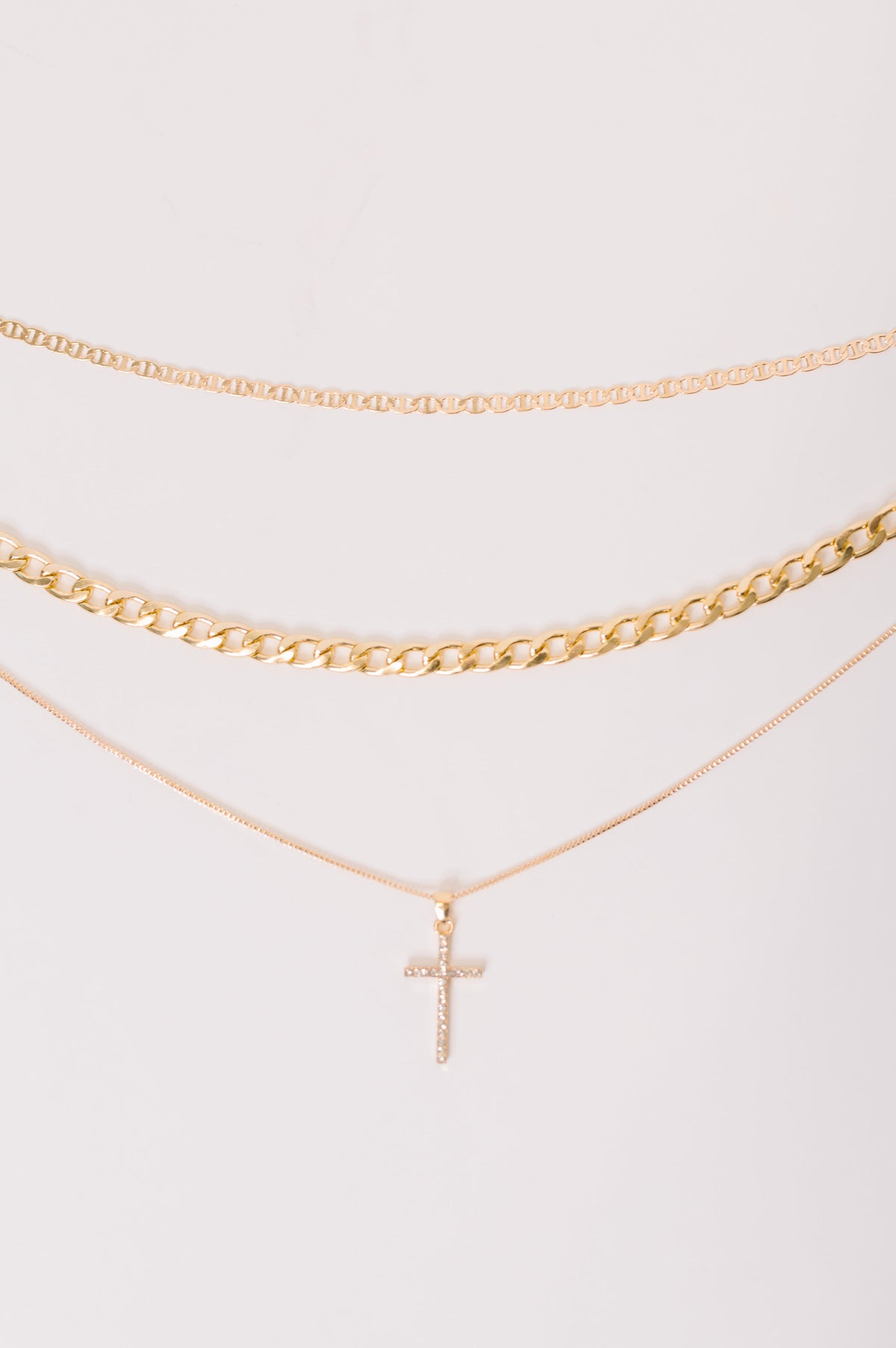 Layered Faith Necklace in Gold
