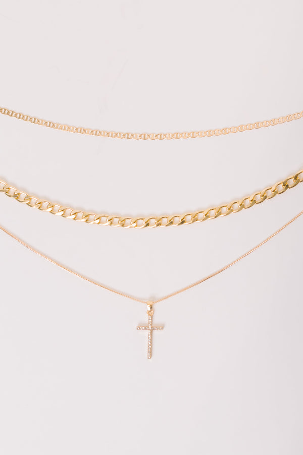 Layered Faith Necklace in Gold