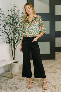 Optical Illusion Button Up Blouse