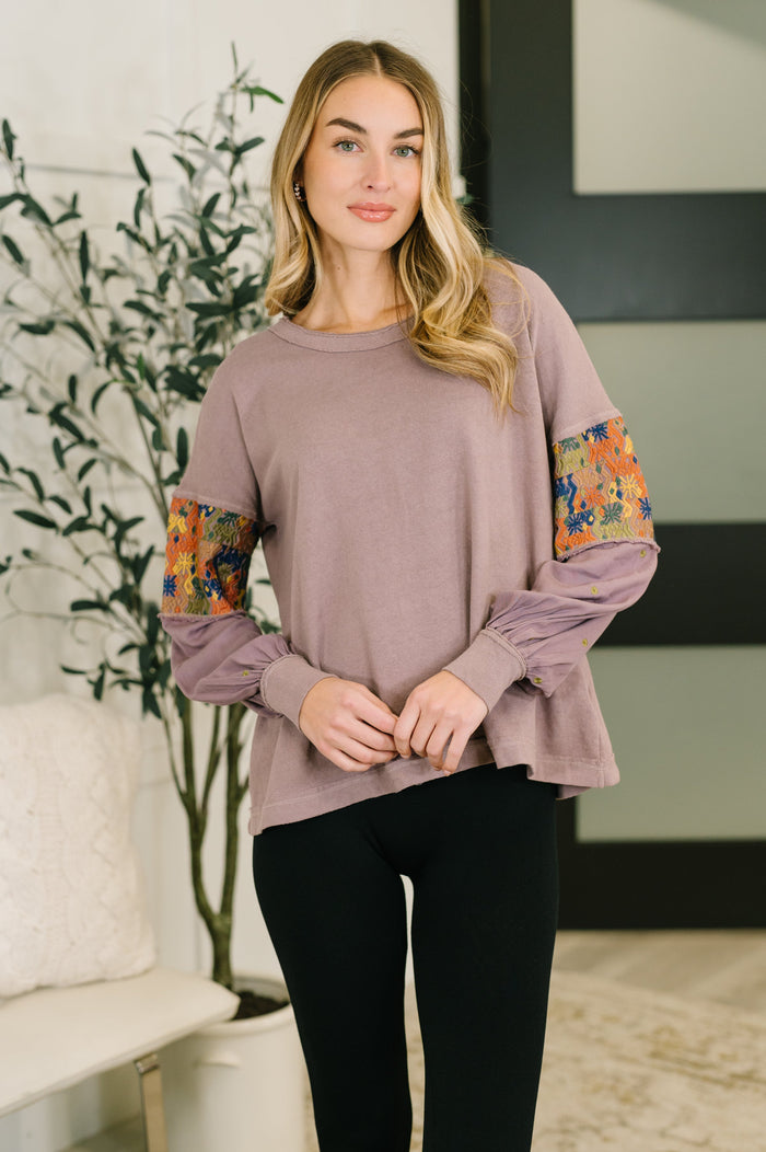Subtle Breeze Floral Patchwork Pullover